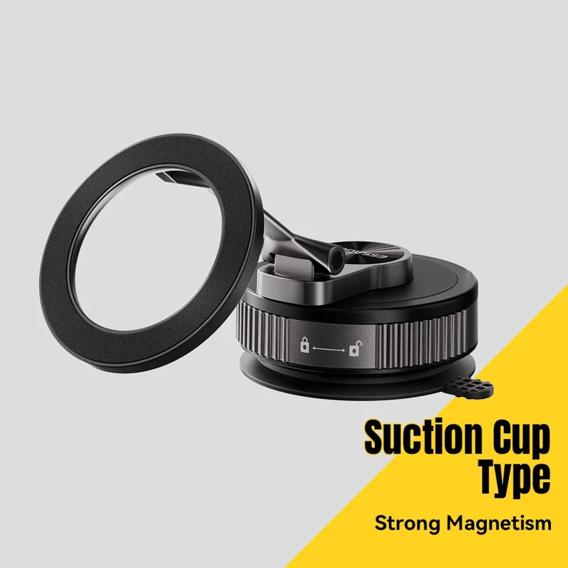 ESSAGER Vacuum Quad-Axle Folding Magnetic Mount N52 Strong Magnet 1080° Adjustable Phone Holder for Car Dashboard