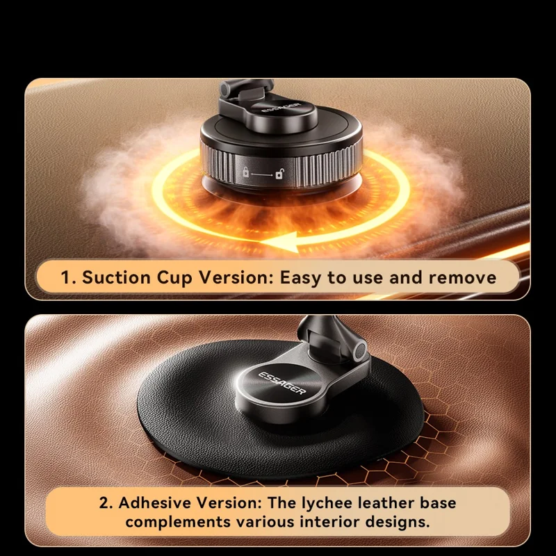 ESSAGER Vacuum Quad-Axle Folding Magnetic Mount N52 Strong Magnet 1080° Adjustable Phone Holder for Car Dashboard