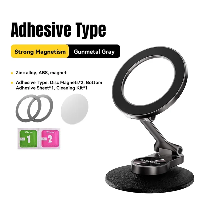 ESSAGER Magnetic Adhesive Car Mount 4-Axis 1080° Rotating Phone Holder for Car Dashboard