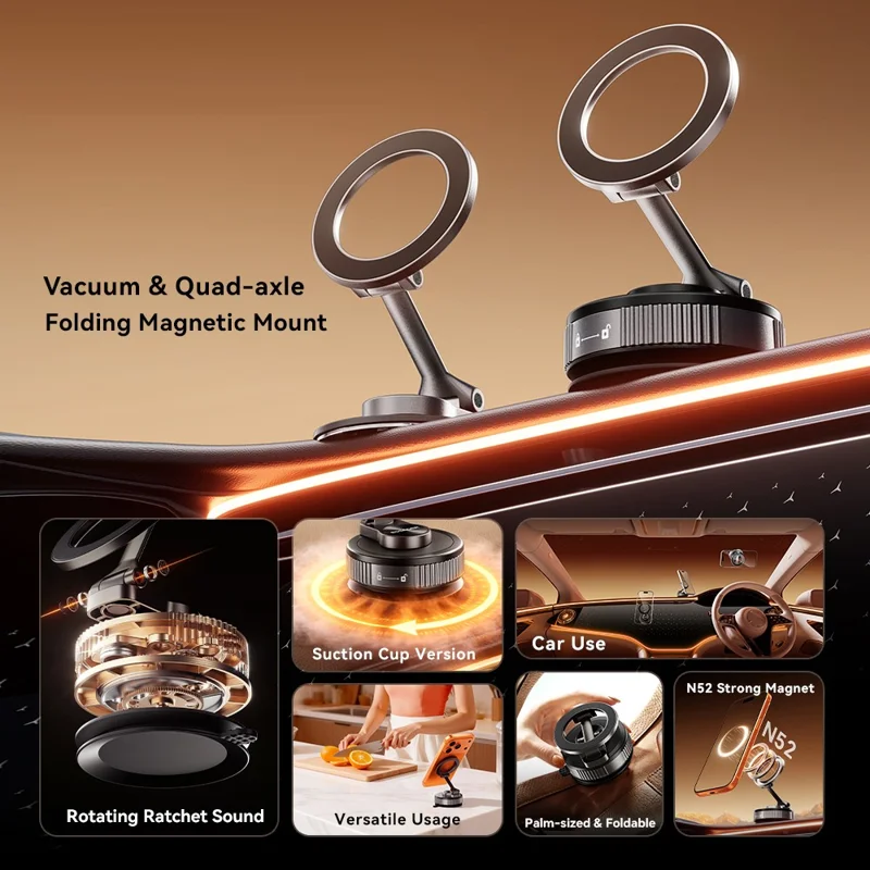 ESSAGER Magnetic Adhesive Car Mount 4-Axis 1080° Rotating Phone Holder for Car Dashboard