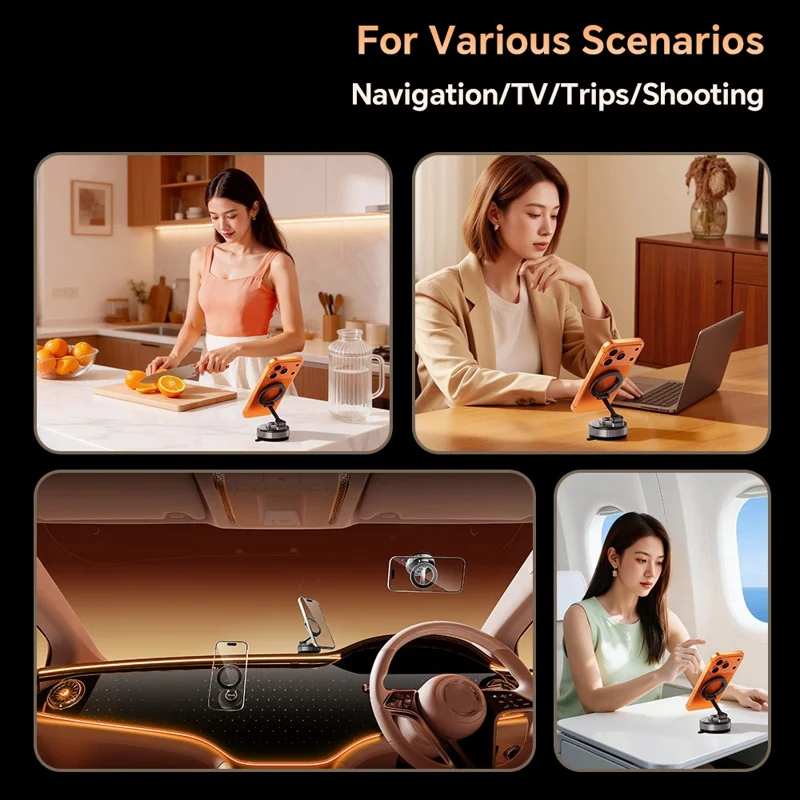 ESSAGER Magnetic Adhesive Car Mount 4-Axis 1080° Rotating Phone Holder for Car Dashboard