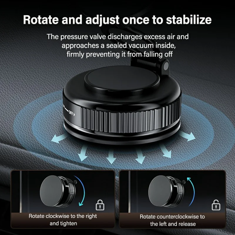 H30 Suction Cup Base Car Phone Holder Foldable Dashboard Windshield Mount Magnetic Cellphone Stand - Black