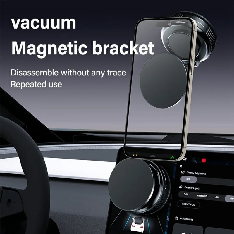 H30 Suction Cup Base Car Phone Holder Foldable Dashboard Windshield Mount Magnetic Cellphone Stand - Black