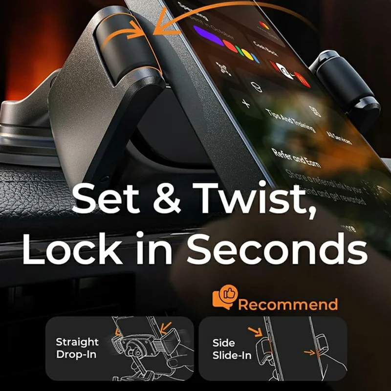 LISEN A609 Car Phone Mount Suction Cup Dashboard Cellphone Holder for 4-7 inch Phones - Black