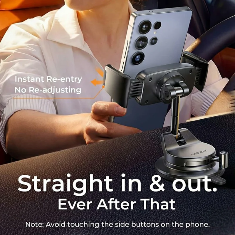 LISEN A609 Car Phone Mount Suction Cup Dashboard Cellphone Holder for 4-7 inch Phones - Black