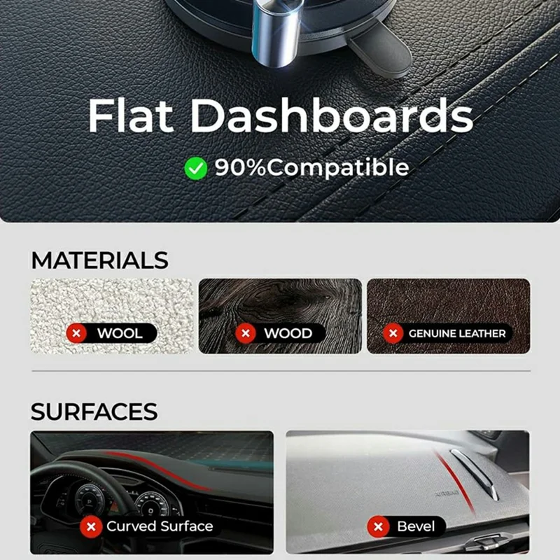 LISEN A609 Car Phone Mount Suction Cup Dashboard Cellphone Holder for 4-7 inch Phones - Black