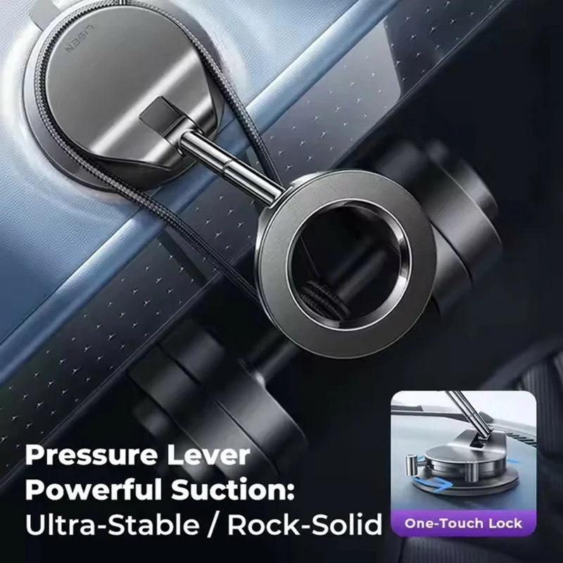 LISEN A609 Magnetyczny uchwyt samochodowy z podświetleniem do deski rozdzielczej i szyby, regulowany stojak na telefon - Czarny