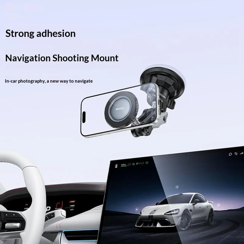 YESIDO C281 Compatible with Magsafe Car Mount Phone Holder Dashboard 360° Adjustable Magnetic Suction Cup Phone Stand for Smartphone