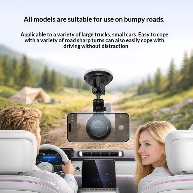 YESIDO C281 Compatible with Magsafe Car Mount Phone Holder Dashboard 360° Adjustable Magnetic Suction Cup Phone Stand for Smartphone