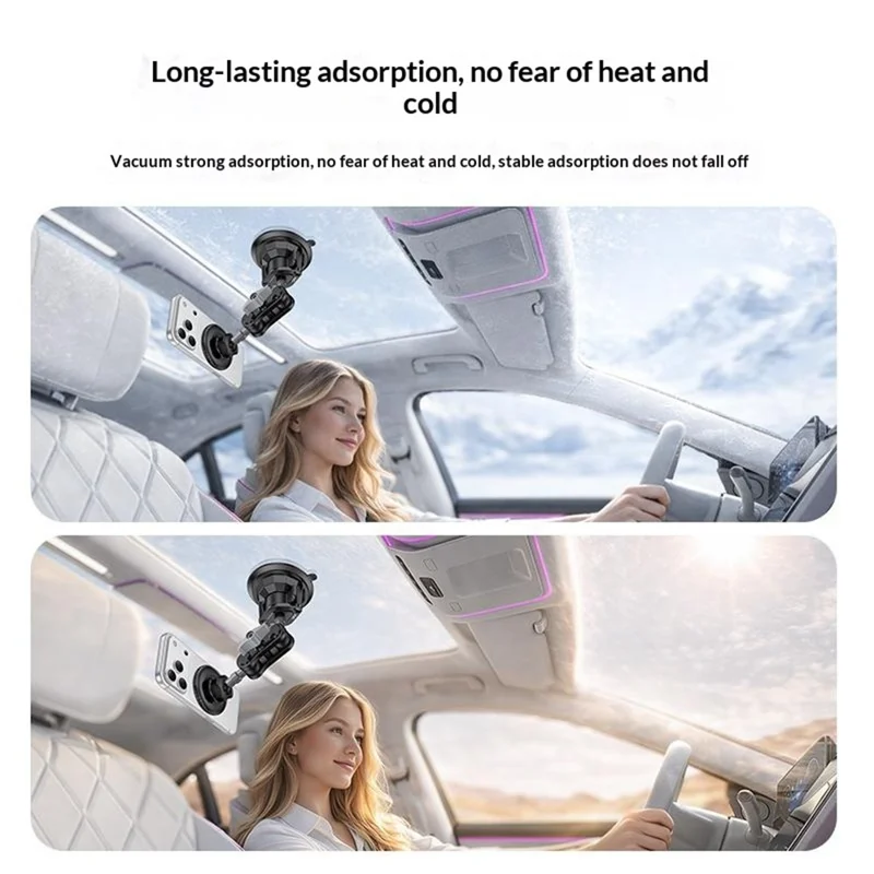 YESIDO C281 Compatible with Magsafe Car Mount Phone Holder Dashboard 360° Adjustable Magnetic Suction Cup Phone Stand for Smartphone