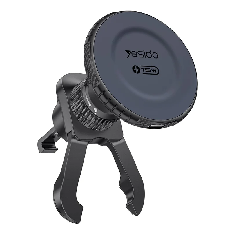 YESIDO C319 15W Magnetic Wireless Charging Car Mount Air Vent Phone Holder for iPhone 12-17 - Black