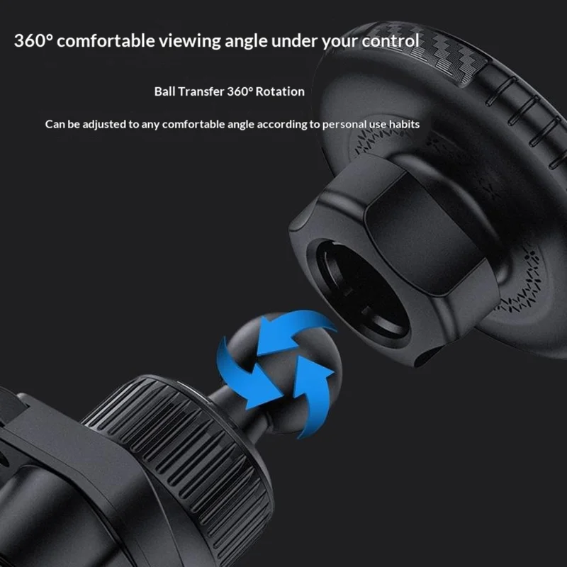 YESIDO C319 15W Magnetic Wireless Charging Car Mount Air Vent Phone Holder for iPhone 12-17 - Black