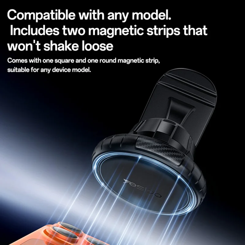 YESIDO C235 Magnetic Car Phone Mount 360 Degrees Rotation Dashboard Stand with 2Pcs Magnetic Sheets