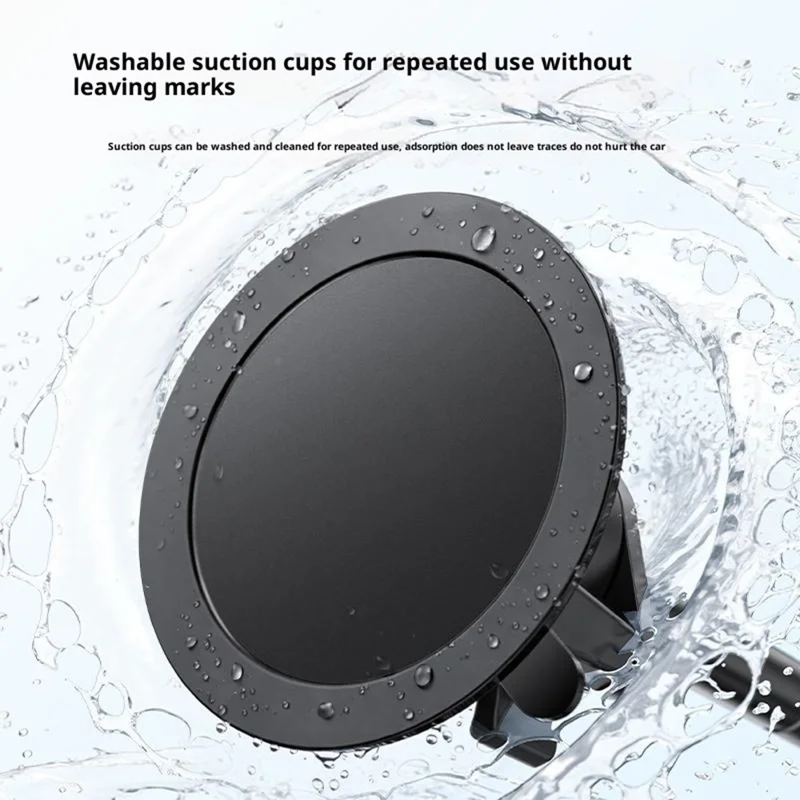 YESIDO C323 15W Wireless Charging Long Arm Magnetic Phone Holder with Suction Cup Base for Car Dashboard Windshield - Black