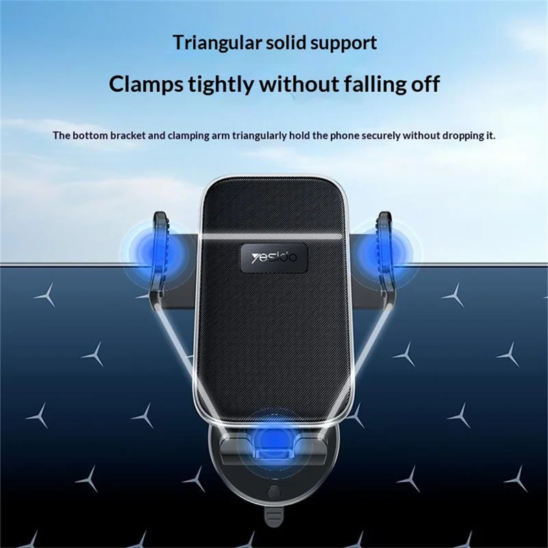 YESIDO C283 Vacuum Suction Cup Phone Holder One Touch Clamp 360 Degrees Rotating Car Mount Stand for Dashboard Windshield