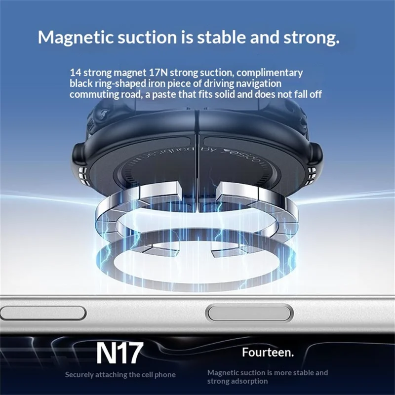 YESIDO C280 2-in-1 Suction Cup Car Phone Mount Compatible with MagSafe Magnetic 360 Degrees Rotating Holder for Dashboard Windshield - Black
