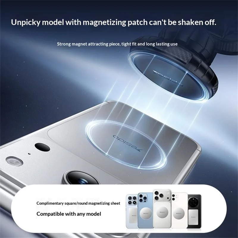 YESIDO C276 Magnetic Car Phone Holder Mount 360 Degrees Rotating Suction Cup Phone Stand for Windshield Dashboard
