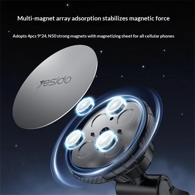 YESIDO C276 Magnetic Car Phone Holder Mount 360 Degrees Rotating Suction Cup Phone Stand for Windshield Dashboard