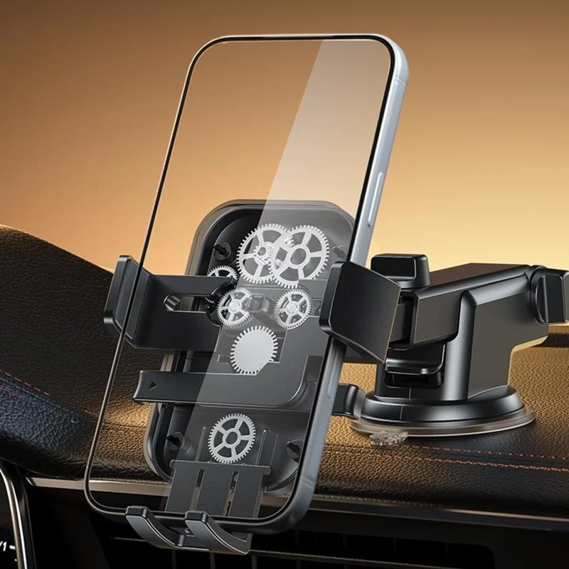 WEKOME WA-S65 Car Mount Holder 360 Degree Rotation Mechanical Suction Cup Dashboard Windshield Phone Stand for 4.7-7.2 Inch Devices - Black