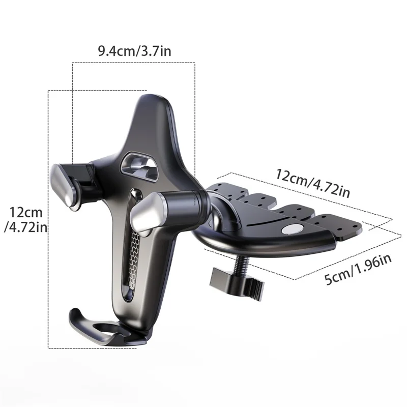 Car Phone Holder CD Slot Mount 360 Degree Rotating Y-Shape Design Universal Car Phone Stand - Grey
