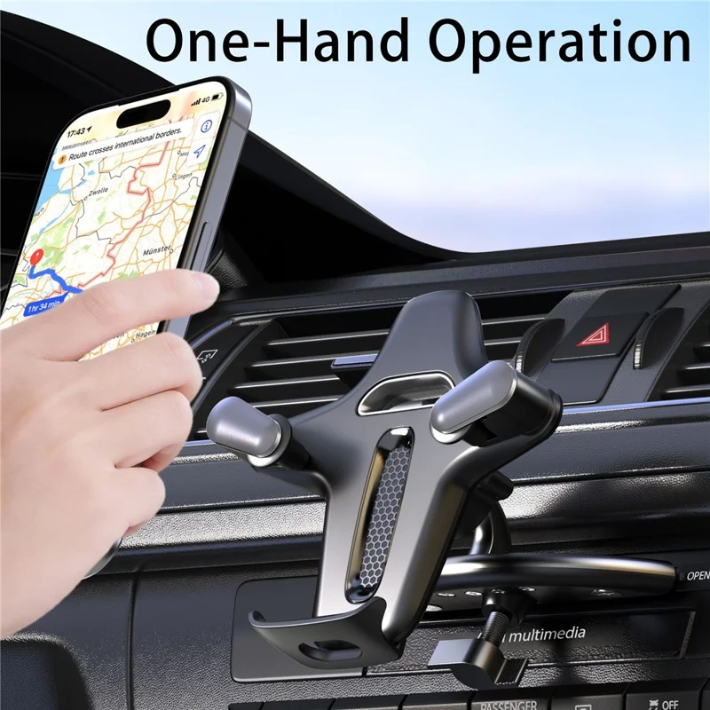 Car Phone Holder CD Slot Mount 360 Degree Rotating Y-Shape Design Universal Car Phone Stand - Grey
