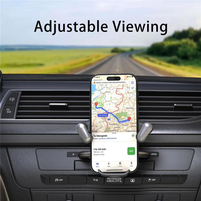 Car Phone Holder CD Slot Mount 360 Degree Rotating Y-Shape Design Universal Car Phone Stand - Grey