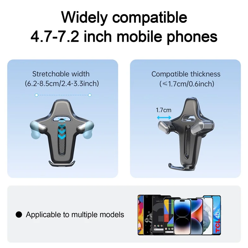 Car Phone Holder CD Slot Mount 360 Degree Rotating Y-Shape Design Universal Car Phone Stand - Grey