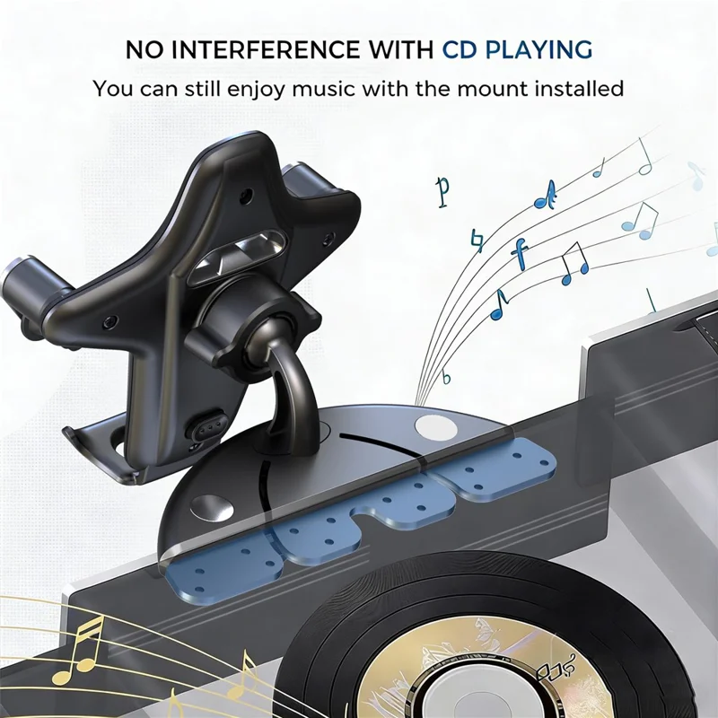 Car Phone Holder CD Slot Mount 360 Degree Rotating Y-Shape Design Universal Car Phone Stand - Grey