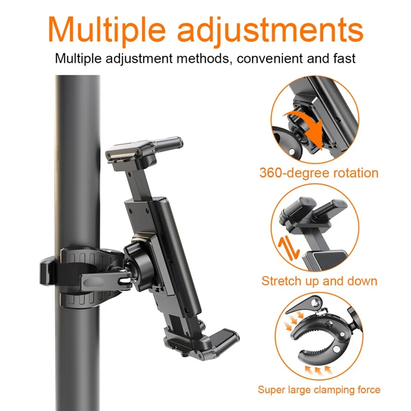 Adjustable Tablet Stand Clamp Mount Holder for Treadmill Exercise Bike Baby Stroller Wheelchair Golf Cart