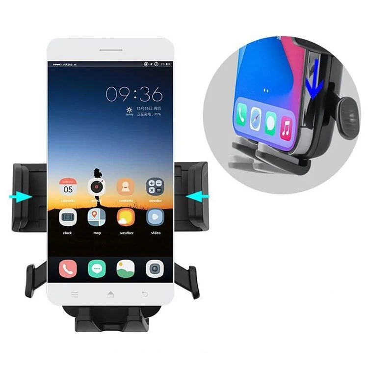 Gravity Linkage Dual Clip Phone Bracket Car Cup Holder Cellphone Stand - Grey