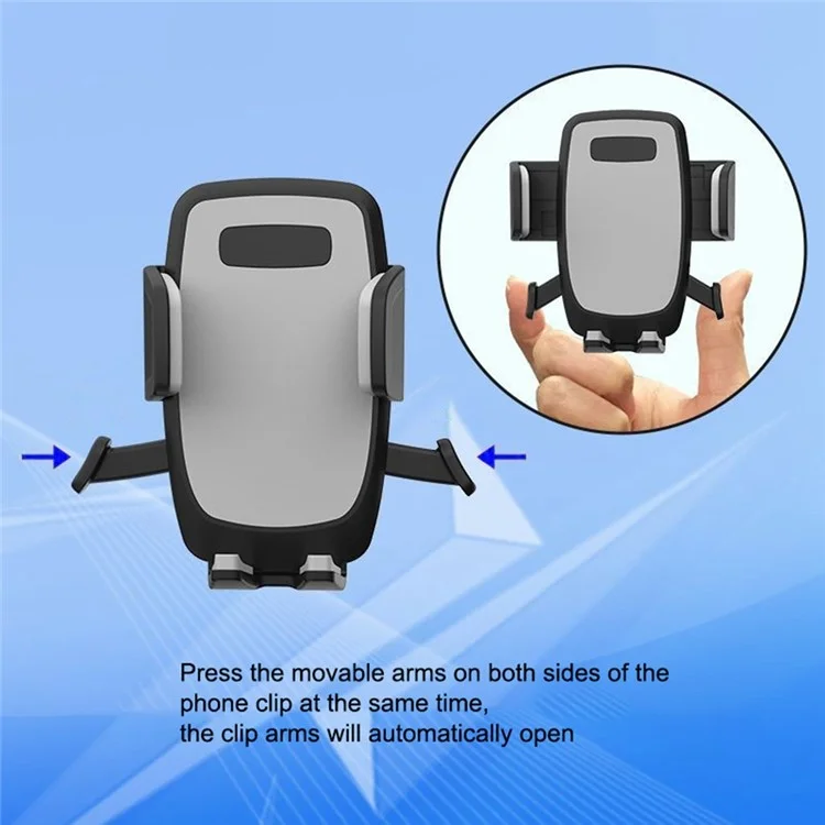 Gravity Linkage Dual Clip Phone Bracket Car Cup Holder Cellphone Stand - Grey