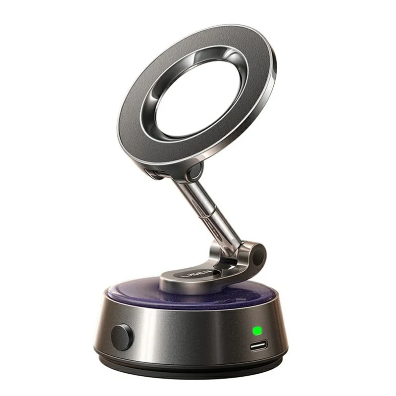LISEN A690 4-Axis Adjustment Electric Suction Cup Phone Holder 360Degree Rotating Magnetic Car Mount for Dashboard Windshield - Black