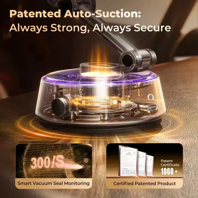 LISEN A690 4-Axis Adjustment Electric Suction Cup Phone Holder 360Degree Rotating Magnetic Car Mount for Dashboard Windshield - Black