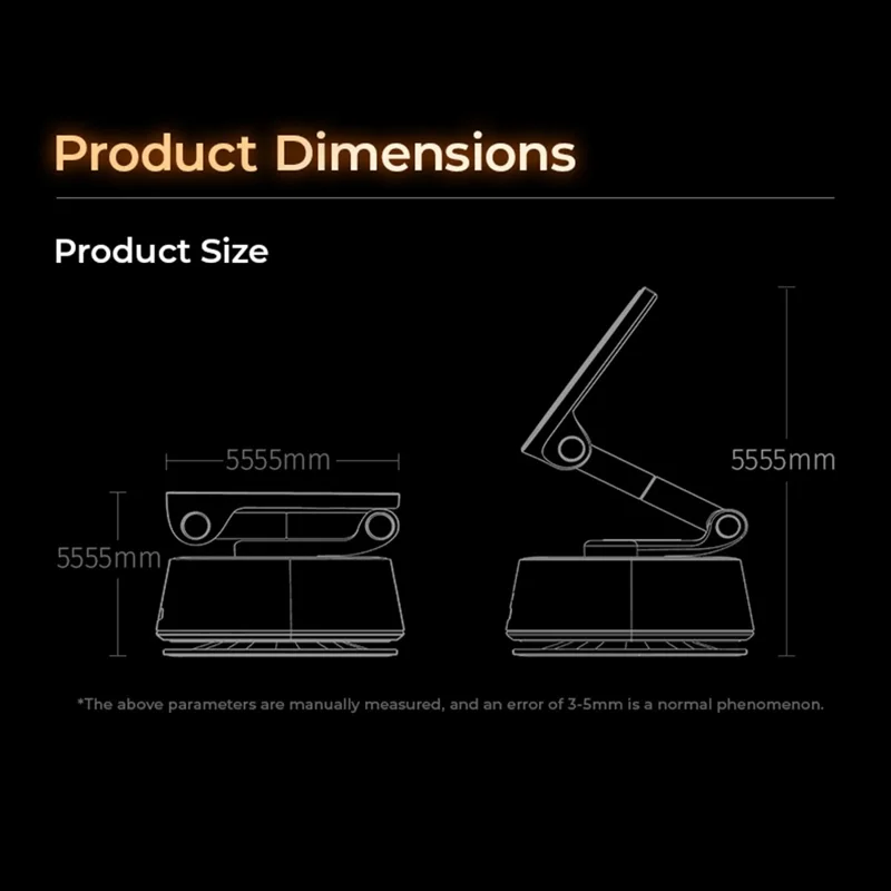 LISEN A690 4-Axis Adjustment Electric Suction Cup Phone Holder 360Degree Rotating Magnetic Car Mount for Dashboard Windshield - Black