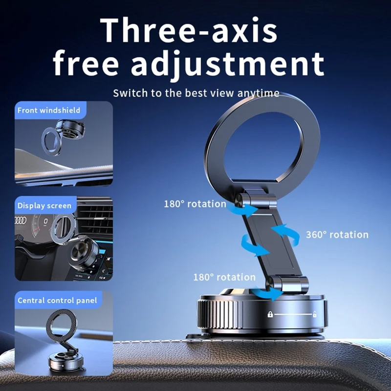K20 Magnetic Car Phone Holder 360 Degree Rotation Metal Foldable Vacuum Suction Mount Stand