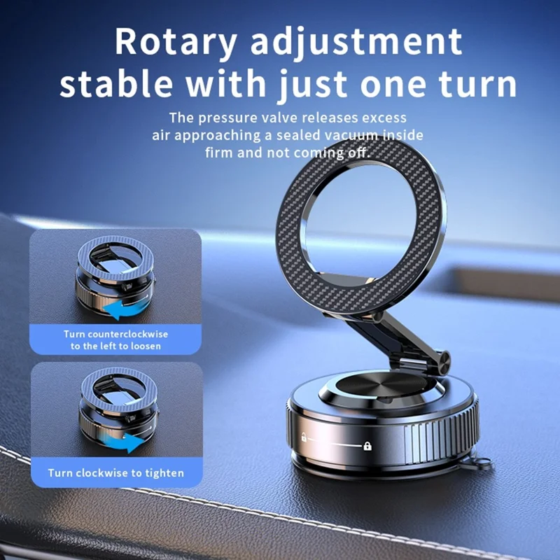 K20 Magnetic Car Phone Holder 360 Degree Rotation Metal Foldable Vacuum Suction Mount Stand