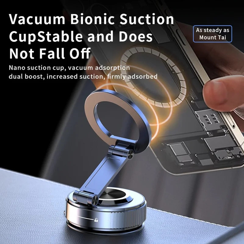 K20 Magnetic Car Phone Holder 360 Degree Rotation Metal Foldable Vacuum Suction Mount Stand