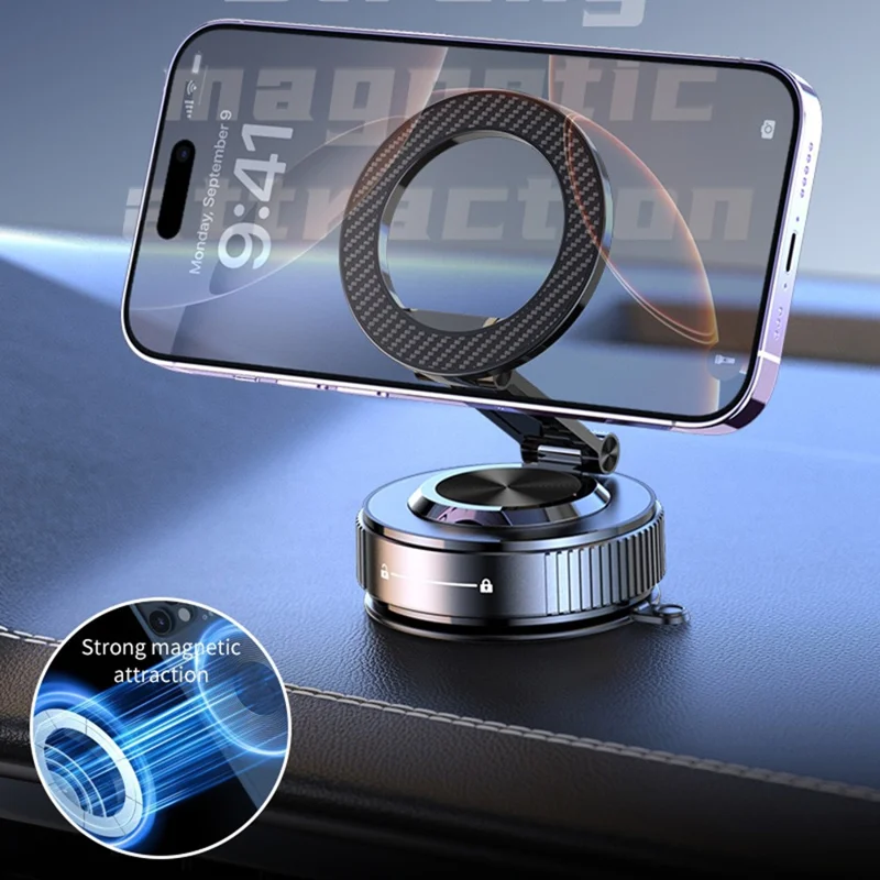 K20 Magnetic Car Phone Holder 360 Degree Rotation Metal Foldable Vacuum Suction Mount Stand