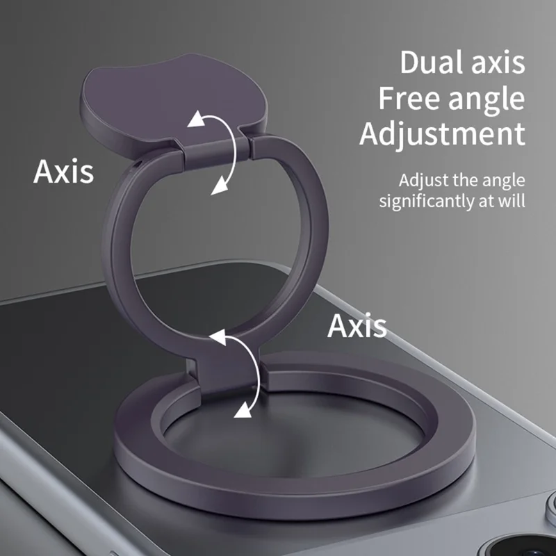 Magnetic Phone Ring Holder Double Sided Magnetic Folding Zinc Alloy Stand Car Mount with 360° Rotation - White