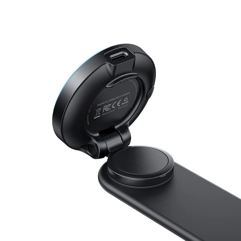 MCDODO CH-6290 MagiGo Pro Magnetic Car Holder 15W Fast Charging Station Wireless Charger Bendable Mount for Dashboard - Black