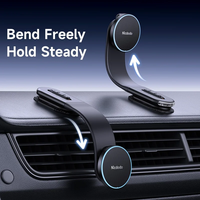 MCDODO CH-6290 MagiGo Pro Magnetic Car Holder 15W Fast Charging Station Wireless Charger Bendable Mount for Dashboard - Black