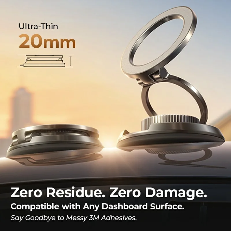 LISEN A611 Magnetic Car Mount 360 Degree Rotation Suction Cup Dashboard Phone Holder Compatible with MagSafe - Black