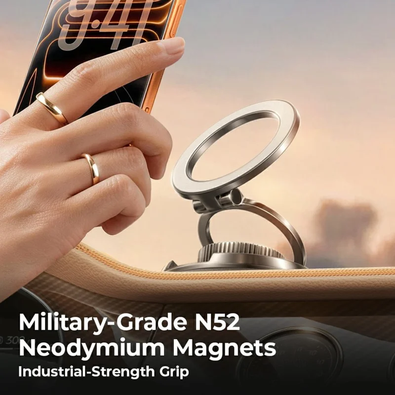 LISEN A611 Magnetic Car Mount 360 Degree Rotation Suction Cup Dashboard Phone Holder Compatible with MagSafe - Black