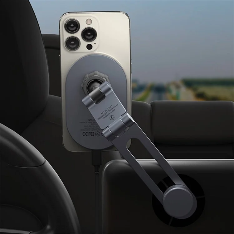MOMAX Aluminum Alloy Invisible Mount Universal Adhesive Car Mount Holder for New Energy Vehicles, Dark Grey