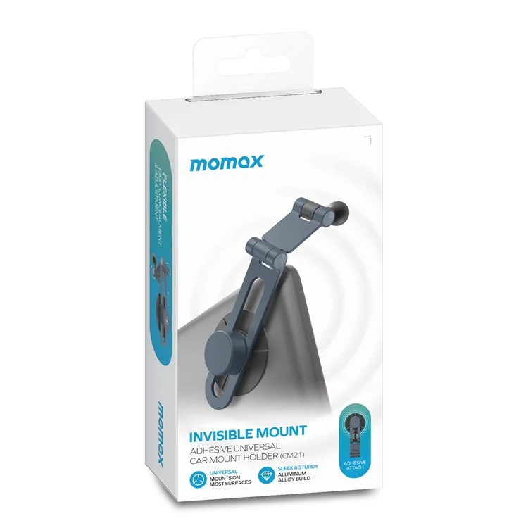 MOMAX Aluminum Alloy Invisible Mount Universal Adhesive Car Mount Holder for New Energy Vehicles, Dark Grey
