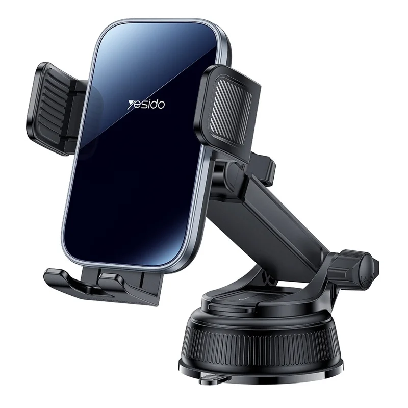 YESIDO C279 360° Rotating Car Phone Holder Suction Cup Mount Dashboard Windshield Stand Adjustable Bracket - Black