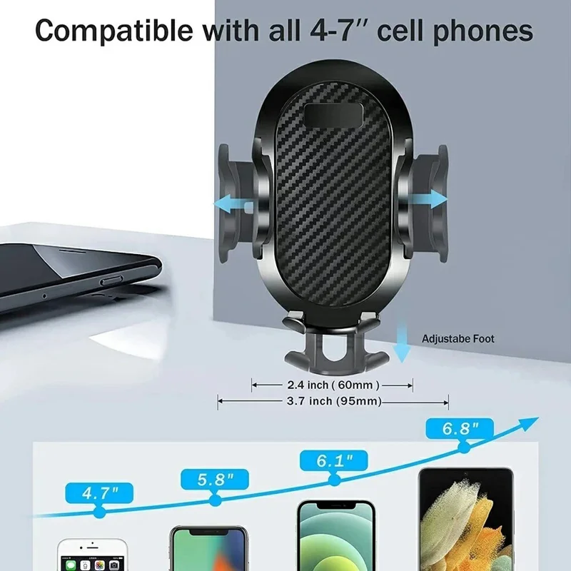 Car Phone Holder Suction Cup Mount for Dashboard Windshield 360 Degree Adjustable Anti-Shake Stand - Red