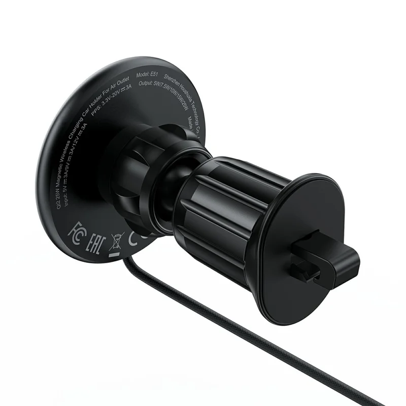 ACEFAST E51 Qi2 25W Magnetic Wireless Charging Car Holder for Air Vent - Black