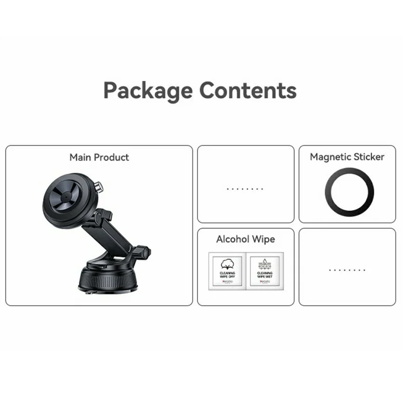 YESIDO C284 2 in 1 Vacuum Suction Magnetic Car Phone Mount 360 Degree Rotation for Dashboard / Windshield - Black