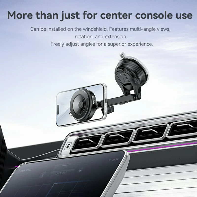 YESIDO C284 2 in 1 Vacuum Suction Magnetic Car Phone Mount 360 Degree Rotation for Dashboard / Windshield - Black